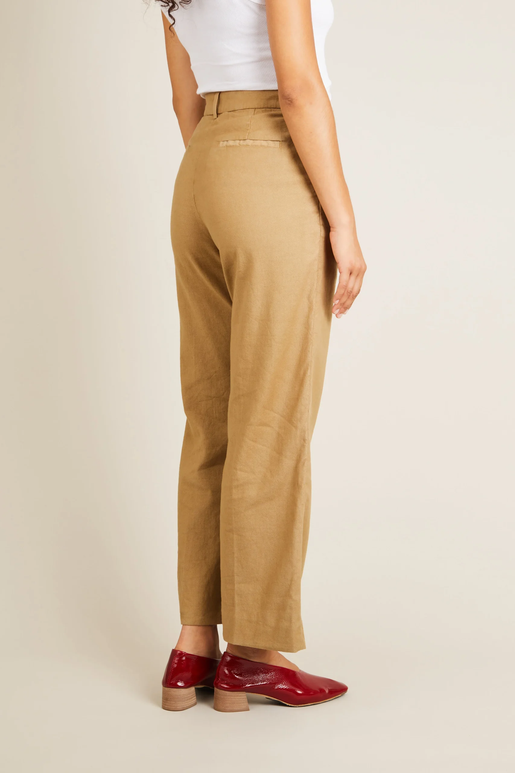 Pantalon flare coton-lin beige foncé – Image 5
